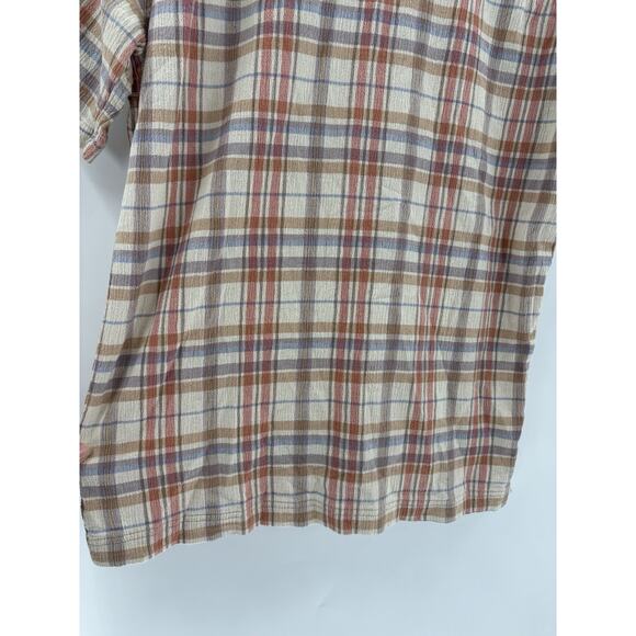 Patagonia Button Down Shirt Mens Medium Beige Red Plaid Short Sleeve 100% Cotton - Picture 12 of 16